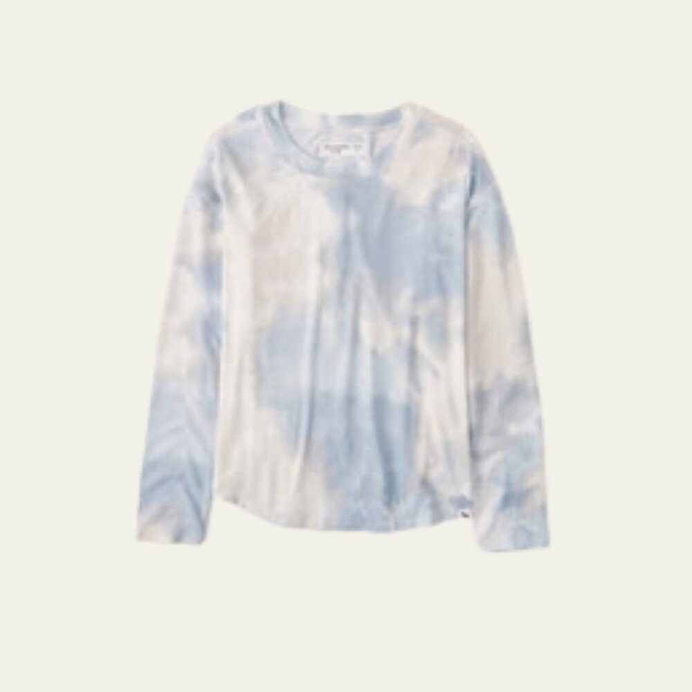 Abercrombie Kids Essential Cozy Tie-Dye Long Sleeve Curved Hem Tee